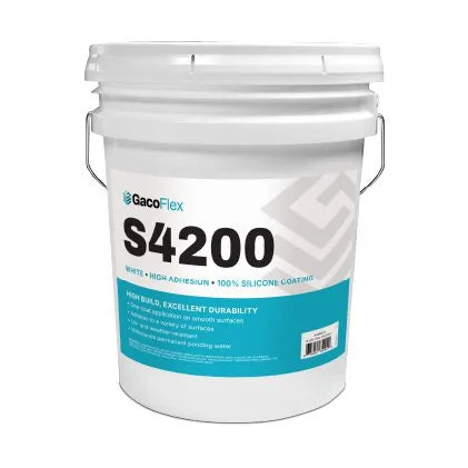 White and teal GacoFlex S4200 100% Silicone Coating bucket